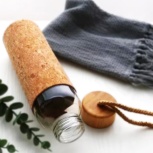 Glass Bottle with Cork Sleeve